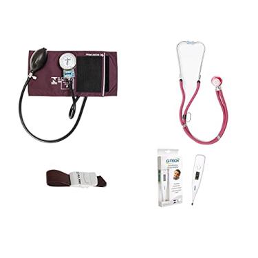 Imagem de Kit Academico Esfigmomanometro + Garrote + Termometro Pamed (Vinho)