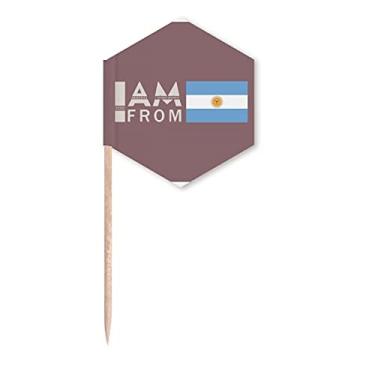 Imagem de I Am From Argentina Art Deco, bandeiras de palito de dente modernas, palitos de cupcake, festa celebração