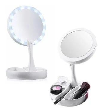 Imagem de Espelho Maquiagem Led Dobravel Aumenta 10X Dupla Face - Coday
