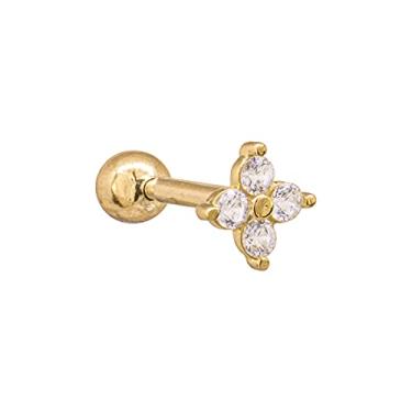 Imagem de Piercing Orelha Tragus Cartilagem Ouro 18k Flor Zircônias