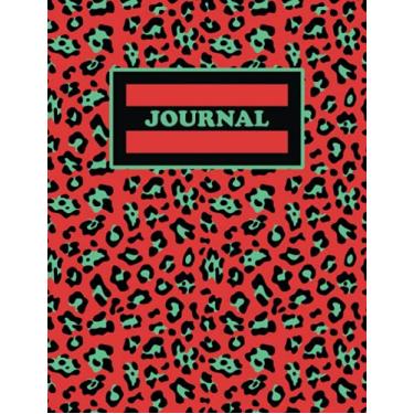 Imagem de Cute Leopard Print Journal Notebook - 120 Pages - 8.5 x 11 - Great For Adults Children Kids Girls Teens - Black, Orange and Teal: Cute Animal Graphic Print Journal – ZZZZ01