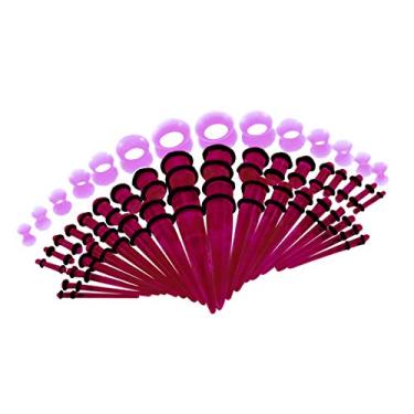 Imagem de Prettyia Kit de tamanhos sortidos de alargadores e alargadores de acrílico 14G-00G alargadores de orelha alargadores de orelha de túnel de silicone, 50 peças, Acrílico Silicone, não disponível
