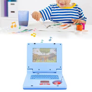 Imagem de Laptop infantil, laptop educativo com música LED com 20 atividades de aprendizagem e 30 músicas e quebra-cabeças, computador educativo para crianças a partir de 3 anos (mouse azul não retrátil)