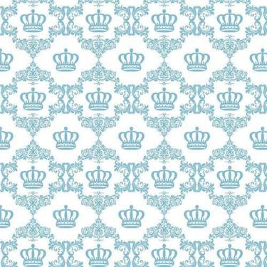 Imagem de Papel De Parede Adesivo Baby Coroas Azul Tiffany - 12M