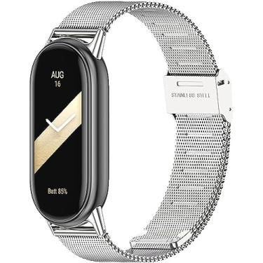 Imagem de TwiHill pulseira para Xiaomi band 8, pulseira de substituição respirável para mi fit band 8, pulseiras de smartwatch para mulheres e homens (Prata)