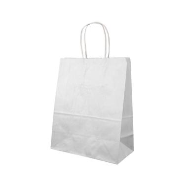 Imagem de Sacola De Papel Kraft Branca M 17,5X8,5X21,5  C/ 10 Un.