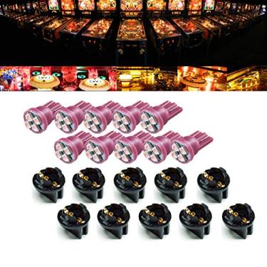 Imagem de PA LED 10PCS #555 T10 LED Pinball Machine Lights 6.3V 4SMD + Bulb Socket Twist Lock Wedge Instrument Base (Pink)