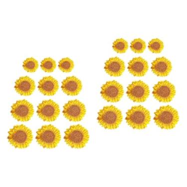 Imagem de 24 Peças Patch de sol bordado Distintivos flor bordada Patch de roupa Decoração de roupas adesivos bordados manchas de girassol DIY as flores Acessórios flor do sol Bandeira tecido