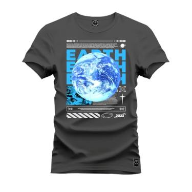 Imagem de Camiseta Casual 100% Algodão Estampada Earth Terra Grafite P