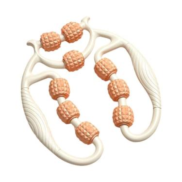 Imagem de MERIGLARE Braço perna massageador 9 rodas rolo muscular braçadeira perna rolo circular perna braçadeira para tênis interno cotovelo pescoço corpo inteiro coxa, Laranja