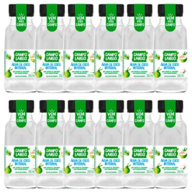 Imagem de Kit 12x Água De Coco Integral Campo Largo Garrafa 250 Ml Natural Sem Conservante Fardo