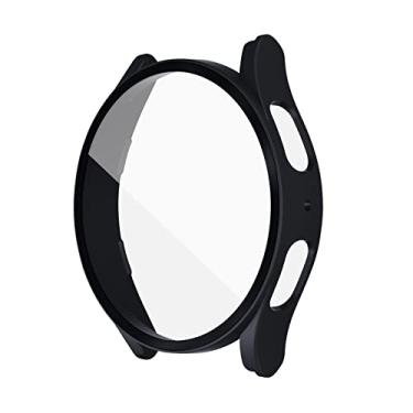 Imagem de Keminsung Capa para Galaxy Watch 5 de 40 mm/44 mm com vidro temperado, capa protetora de policarbonato rígido, acessórios compatíveis com Samsung Galaxy Watch5 (40 mm, preto)