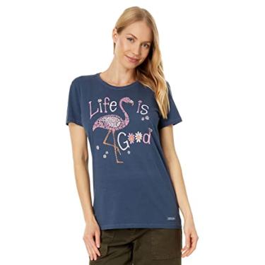 Imagem de Life is Good Camiseta Daisy Flamingo manga curta Crusher™-Lite, Azul escuro, P
