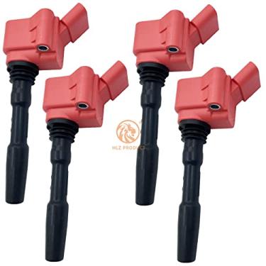 Imagem de HLZ PRODUCT Pacote com 4 bobinas de ignição de alto desempenho compatíveis com Audi A3 A4 A5 A6 A8 TT Q3 Q5 Q7 Q8 RS3 RS5 S5 S7 VW Golf Jetta Passat 1.8T 2.0T 2.5T 2.9T 3.0T 4.0T EA888/E A839/EA825/EA855 UF716