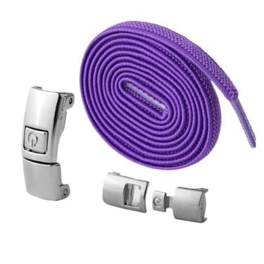 Imagem de Elastic Laces Sneakers Width Flat Shoelaces Without Ties Kids Adult Lock No Tie Shoelace Rubber Bands Shoe Accessories (Color : Purple)