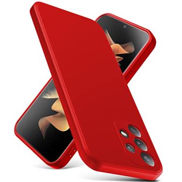 Imagem de YSLBWLE Capa para Samsung Galaxy A53 5G, capa fina de silicone líquido, à prova de choque, capa fina para celular Galaxy A53 5G, capa protetora de câmera de corpo inteiro - vermelha 2-sam a53-03