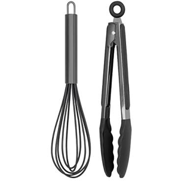 Imagem de Country Kitchen Pinça de cozinha com ponta de silicone de aço inoxidável para churrascos e utensílios de cozinha antiaderentes, taxa de BPA, elegante, resistente, trava, pinças de grelha, bronze