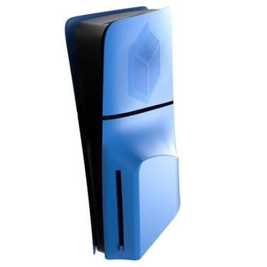 Imagem de Adequado para case de versão de disco PS5 Slim, painel com aberturas de resfriamento, capa protetora anti-riscos e à prova de poeira, painéis laterais de reposição ABS (ABS-azul claro)