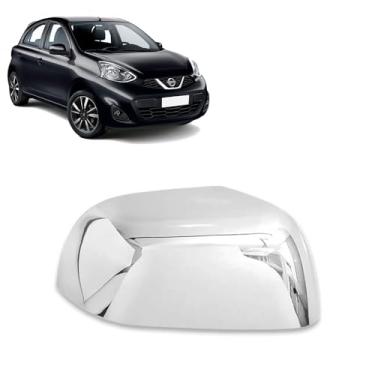 Imagem de Aplique Cromado para Retrovisor Nissan March e Versa 2011-2020 Encaixe Perfeito Durável - Lado Direito