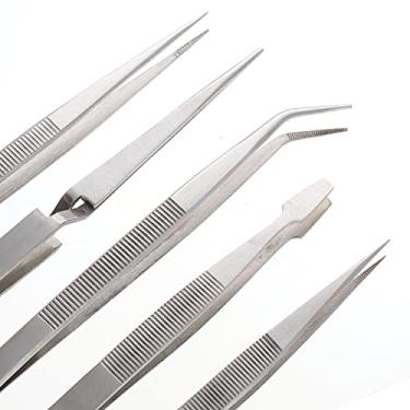 Imagem de The Beadsmith Tweezer Set 5 Pieces Plastic Storage Pouch Included Variety of Tweezer Types for Repairing, Precision Bench Work, General Crafting and Jewelry Making