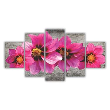 Imagem de Quadros Decorativos Mosaico MDF Floral Flores Rosa Pink 115x60cm