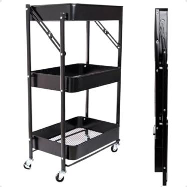 Imagem de Fruteira Cozinha 3 Cestos Carrinho Organizador Multiuso Banheiro Escritório Em Aço