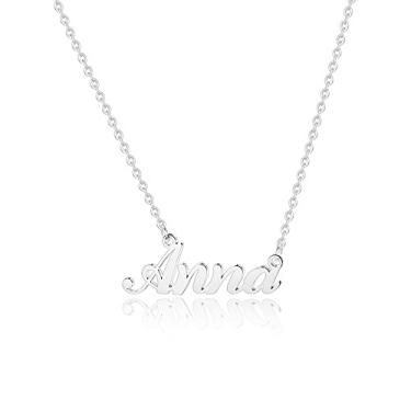 Imagem de Hidepoo Colar com nome Anna personalizado, pingente de aço inoxidável delicado, corrente de 4,7 m para mulheres