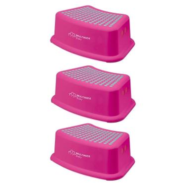 Imagem de Kit 3 degrau step infantil antiderrapante banquinho formato