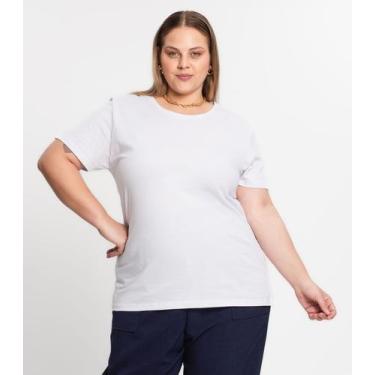 Imagem de Blusa Meia Malha Básica Plus Size Feminina Kohmar Branco