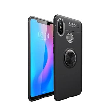 Imagem de Caso de proteção para xiaomi mi 6x / mi a2 caso macio Tpu. Caso à prova de choque 360 ​​graus de giro Metal Magnetic Ring Kickstand Dissipação de calor Anti-Fall Case Protetora(Black)