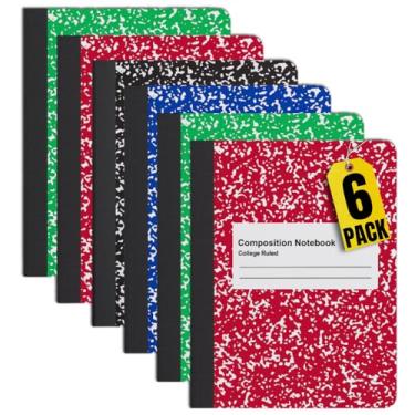 Imagem de 1InTheOffice Caderno de composição, pautado universitário, cores sortidas, 19 x 24,8 cm, 100 folhas, pacote com 6