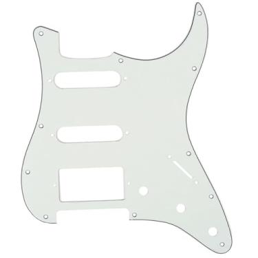 Imagem de Musiclily 11 Furos Escudo HSS Pickguard Strato para Guitarra Fender EUA/Mexicana Made Stratocaster Standard Estilo Moderno, 3 Camadas Pergaminho