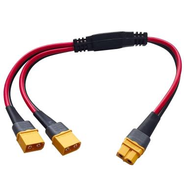 Imagem de OUQYLG Cabo de extensão divisor XT60, 1 adaptador de conector fêmea para 2 machos, cabo de extensão 12AWG para painel solar, gerador solar, estação de energia portátil, drone, trailer, navio etc