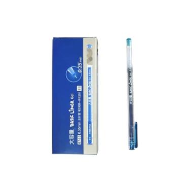 Imagem de Caixa de caneta neutra preta de agulha completa de 0,5 mm com suporte de caneta transparente simples e tinta neutra azul