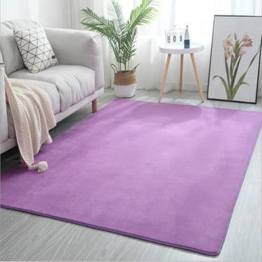 Imagem de Tapete da sala de estar de lã coral, sofá, mesa de centro, quarto, antiderrapante, à prova de som, tapete cinza, varanda, janela de sacada, roxo, 180X200CM (70X78IN)