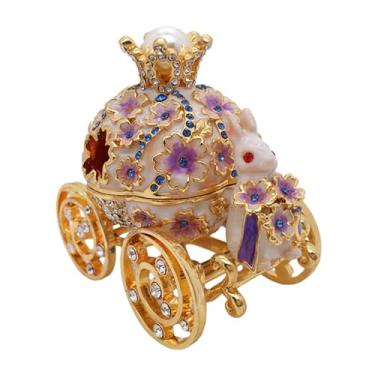 Imagem de Vaveren Caixa de joias de carruagem de, estátua, mini artesanato de mesa, coleção de bugigangas, organizador de joias para brincos de pingente, anéis, Roxo