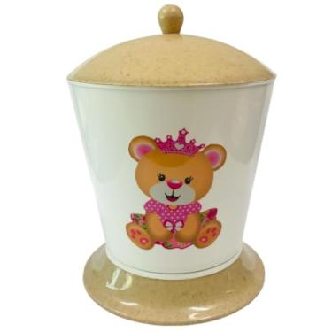 Imagem de Lixeira Infantil Ursinha Princesa Bege Menina para Quarto