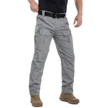 Imagem de NAVEKULL Calça masculina tática Rip Stop leve, impermeável, militar, para trabalho e caminhada, Cinza claro, 32W / 32L