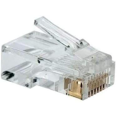 Imagem de Conector RJ45 Cristal 8P8C Cat5e Gigabit Eternet Pacote com 100 und Ex