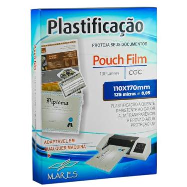 Imagem de Plástico para Plastificação Mares CGC 0,05 125 micras 110x170mm 100 unidades