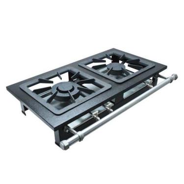 Imagem de Fogão 2 Bocas Mesa B Pressão 2Q Duplos 40x40 S Luxo Aço 430 Perfil6,5 