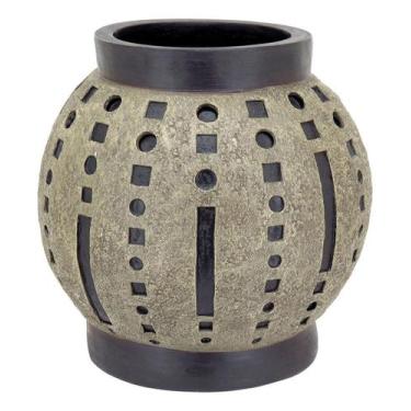 Imagem de Vaso Decorativo Enfeite Casa Resina 38x36x36cm Cinza - NH, Material: R