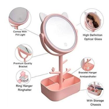 Imagem de Espelho de Bancada p/Maquiagem Espelho Led Touch - mirror