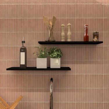 Imagem de Par de Prateleiras Suspensa P15cm Minimalista Preto MDF Organizador Co