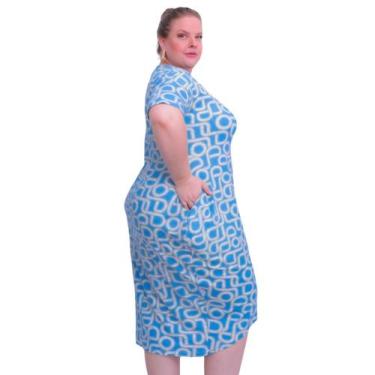 Imagem de Vestido Feminino Moda Evangelica Plus Size - WM, G1, Azul celeste