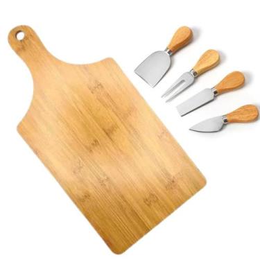 Imagem de Petisqueira com Facas para Queijos 5 Peças Aço Inox Bambu - Top Chef