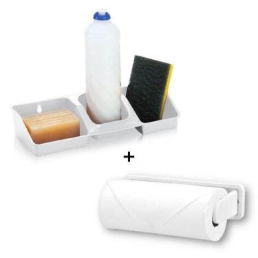 Imagem de Kit Porta Detergente Esponja Sabão Organizador de Pia Plástico + Supor
