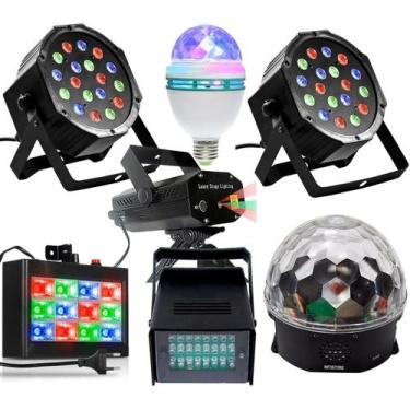 Imagem de Kit Iluminação Para Festas Total 7x1 Laser Strobos Rgb Refletor 18 led