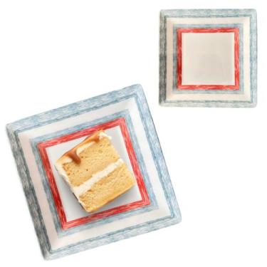 Imagem de Jogo 6 Pratos Raso Quadrado 21cm em Melamina Decorada - Fx