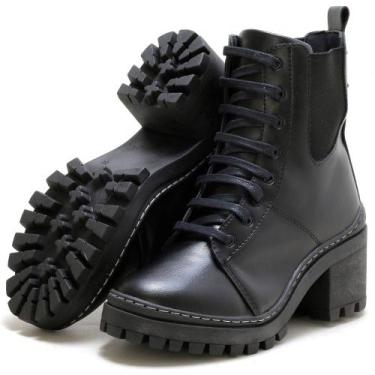 Imagem de Bota Coturno Feminina Tratorada Cano Médio - Form's, Preto, 35, Femini